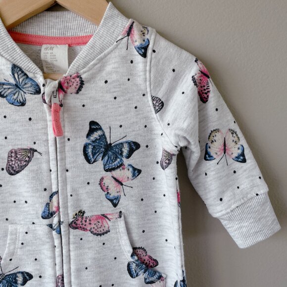 5 for $10 H&M pyjama 4-6m one piece nay girl sleeper - Picture 5 of 8